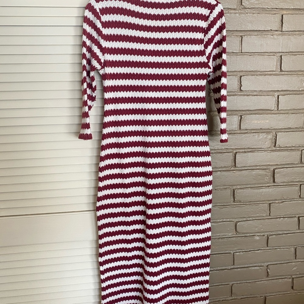 Zara Maroon and White Long Sleeve Dress - Picture 5 of 7